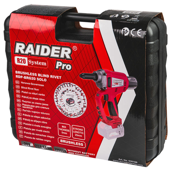 Raider R20 Pistol nituri pop brushless 20V 20000N valiza SOLO RDP-BRG20