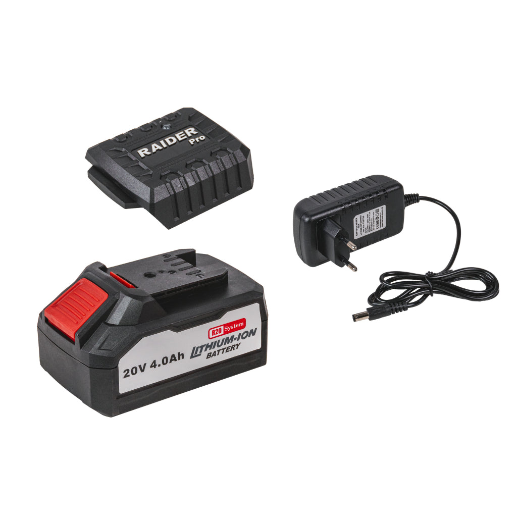 Raider R20 set masina de gaurit, cheie cu impact si pistol de silicon 2+4Ah+ Accesorii RDP-BXS10
