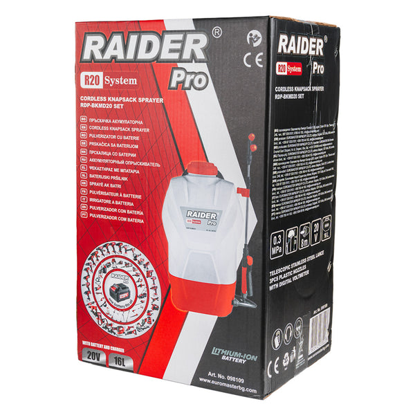 Raider R20 pulverizator cu baterie 20V 16L 3bar 2Ah RDP-BKMD20