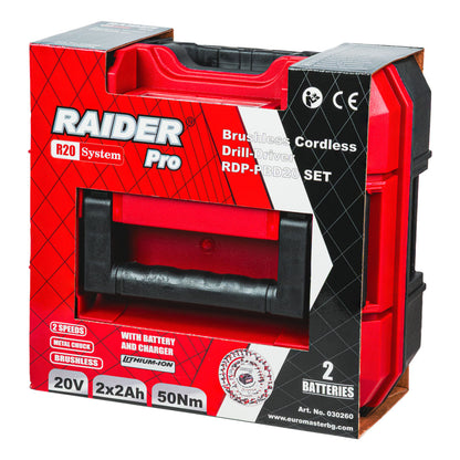 Raider R20 Masina de gaurit si insurubat 20V 2x2.0Ah 50Nm valiza RDP-PBD20