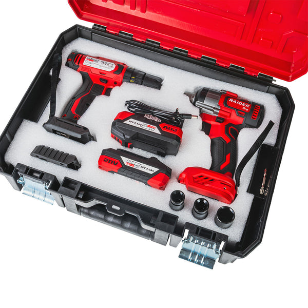 Raider R20 trusa bormasina si masina insurubat cu impact 1/2" 320Nm 2x2Ah RDP-PCDIW20