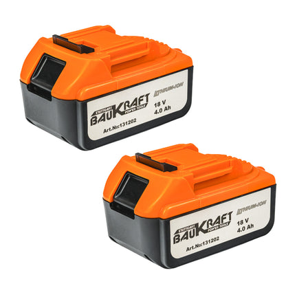 Baukraft Set polizor BL, cheie, masina de gaurit 18V 2x4Ah cutie BK-3-1