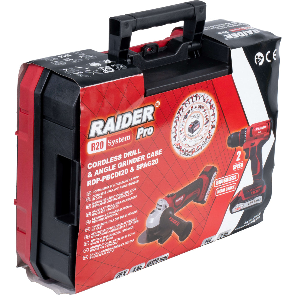Raider R20 trusa bormasina si polizor unghiular 2Ah 4Ah RDP-PBCDI20&SPAG20