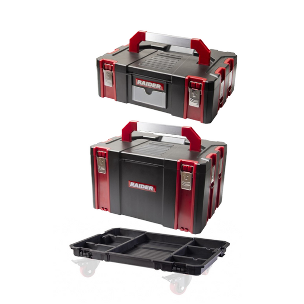 Raider sistem modular mobil combo 2 cutii si baza cu roti