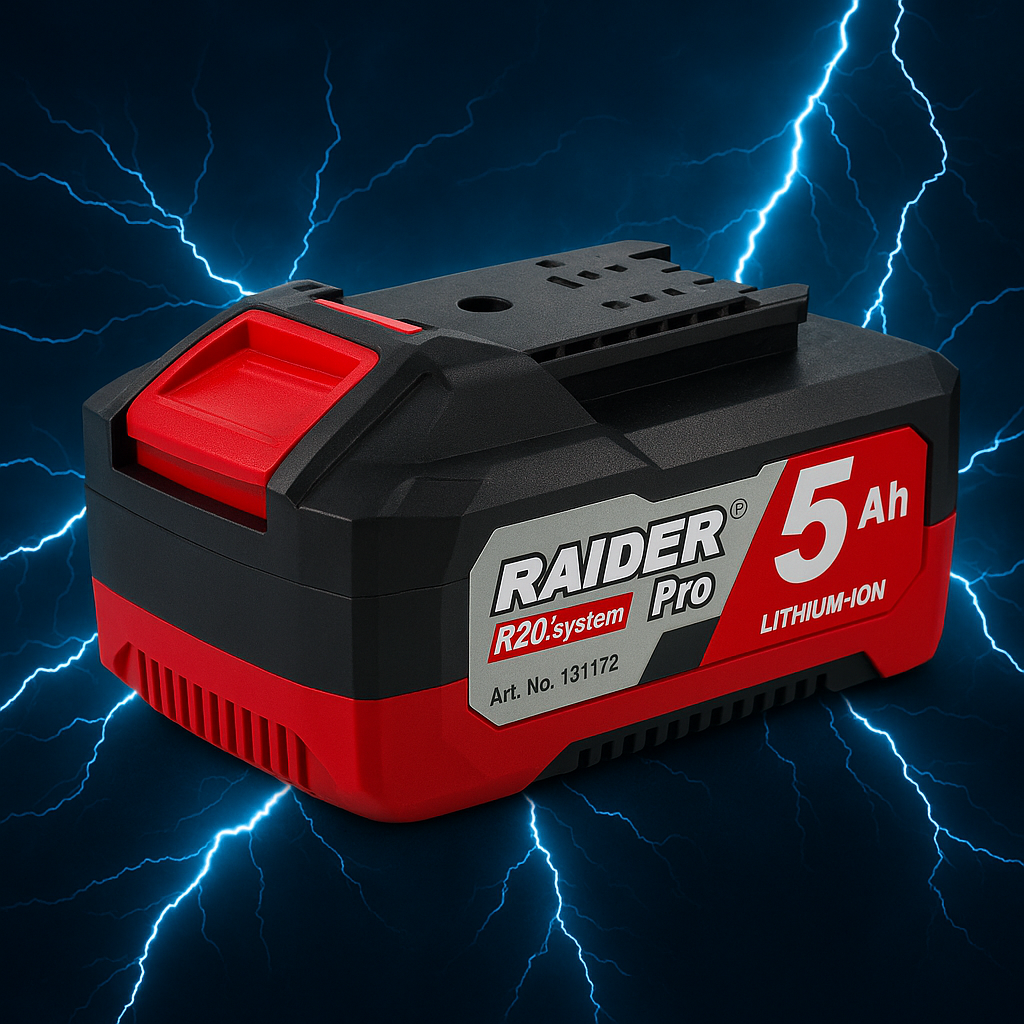 R20 Acumulator Li-ion 20V 5Ah compatibil cu intreaga gama Raider R20 - R20 - O baterie, multe posibilitati!